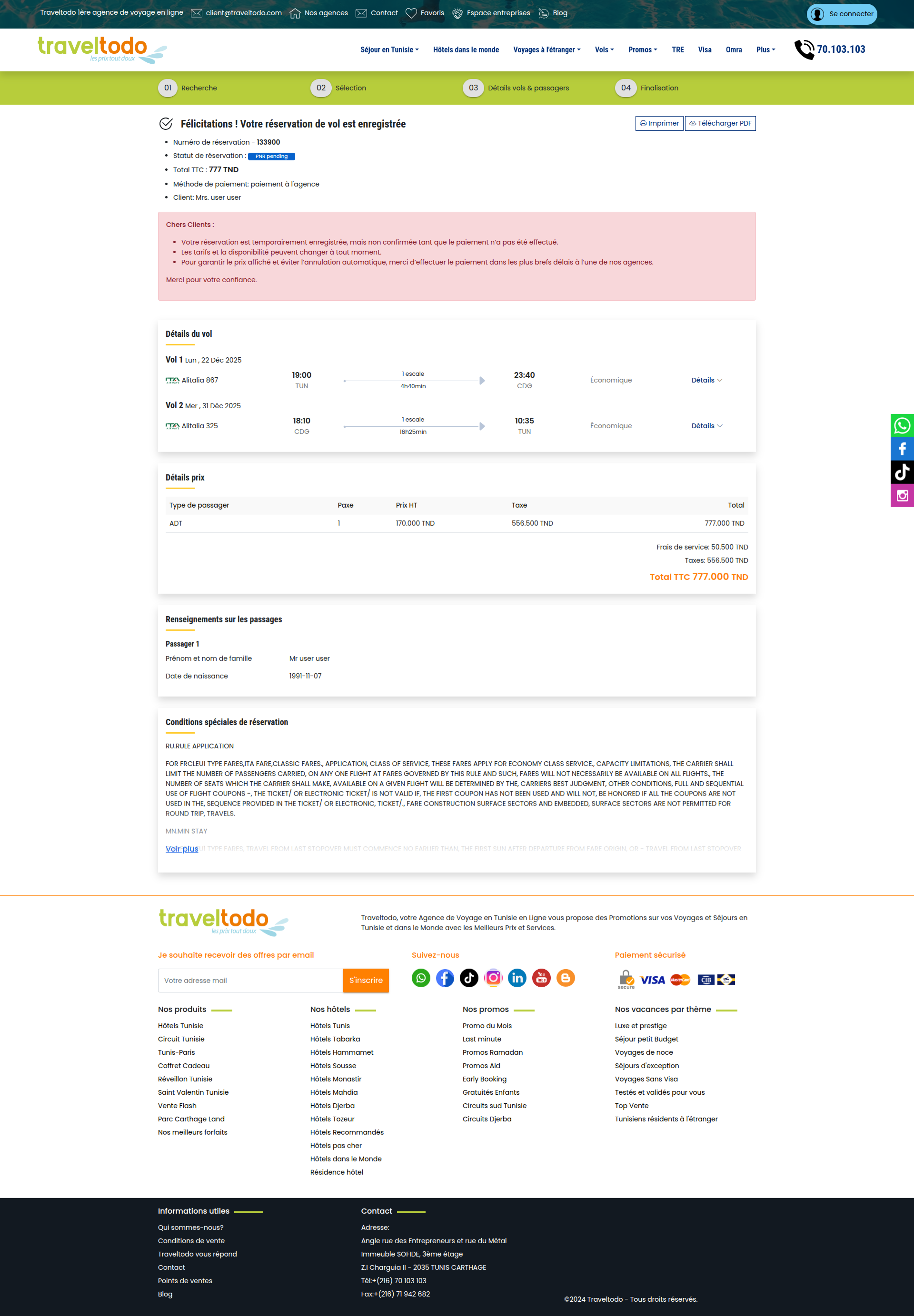 Booking Finalization